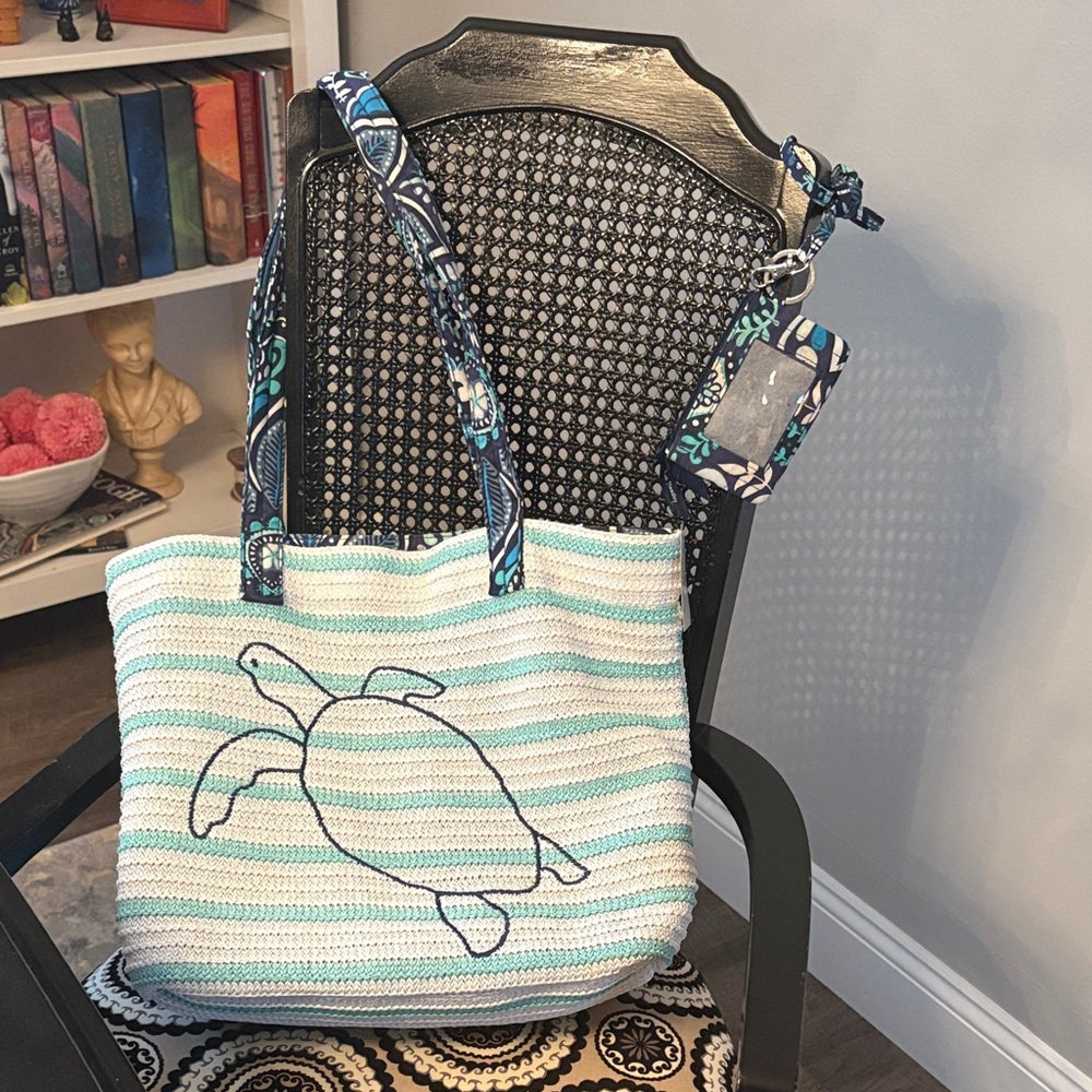 Striped Turtle Design Tote Bag